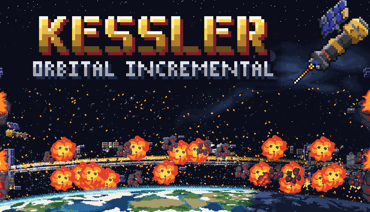 KESSLER: Orbital Incremental key art: satellites exploding in a debris ring above the Earth